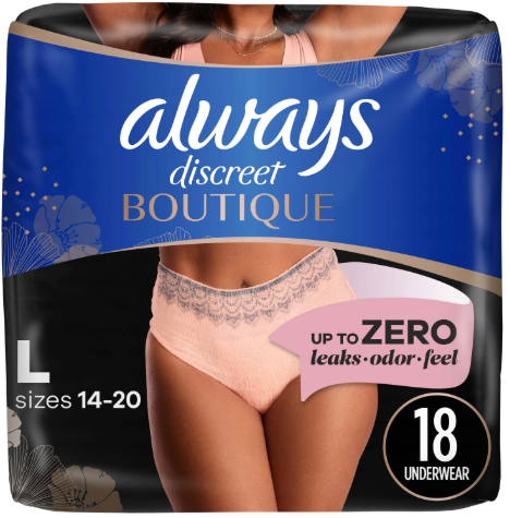 Always Discreet Boutique Underwear - Large - 18's