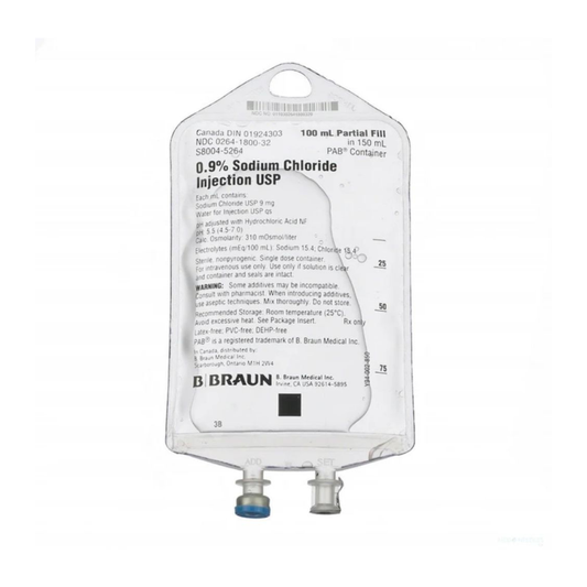 BBraun™ 0.9% Sodium Chloride Injection USP, 100mL Fill in 150mL PAB® Container