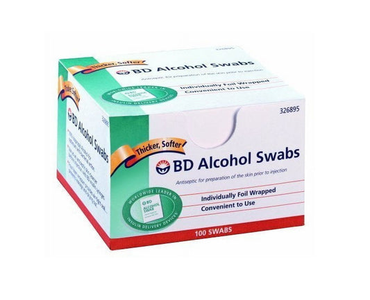 BD Alcohol Swabs Individually wrapped Antiseptic 100 Swabs