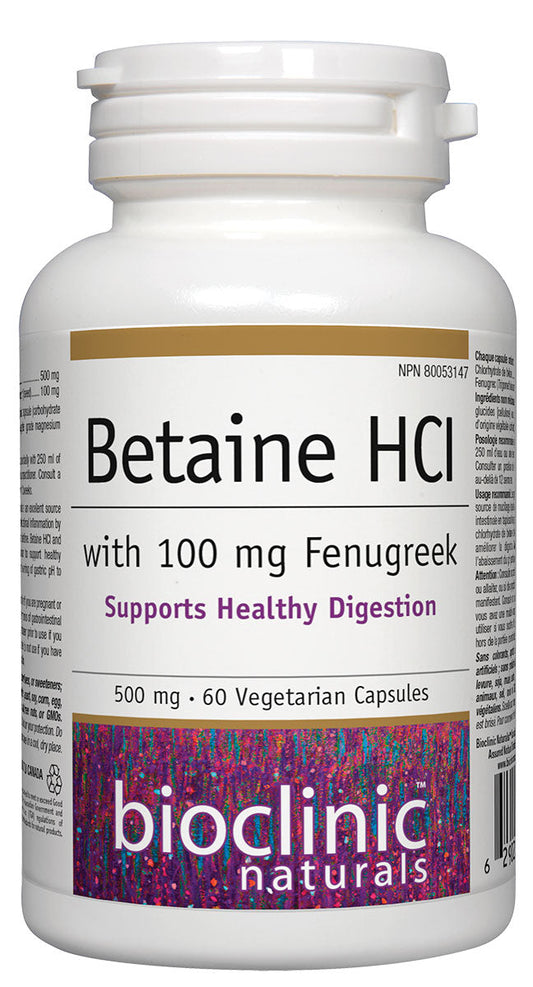 BIOCLINIC Betaine HCI with 100 mg Fenugreek 60 VCAPBIOCLINIC Betaine HCI with 100 mg Fenugreek 60 VCAP