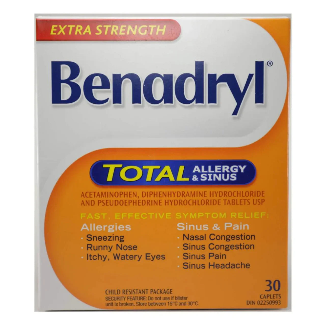 Benadryl Total Allergy, Sinus and Pain Caplets - 30's