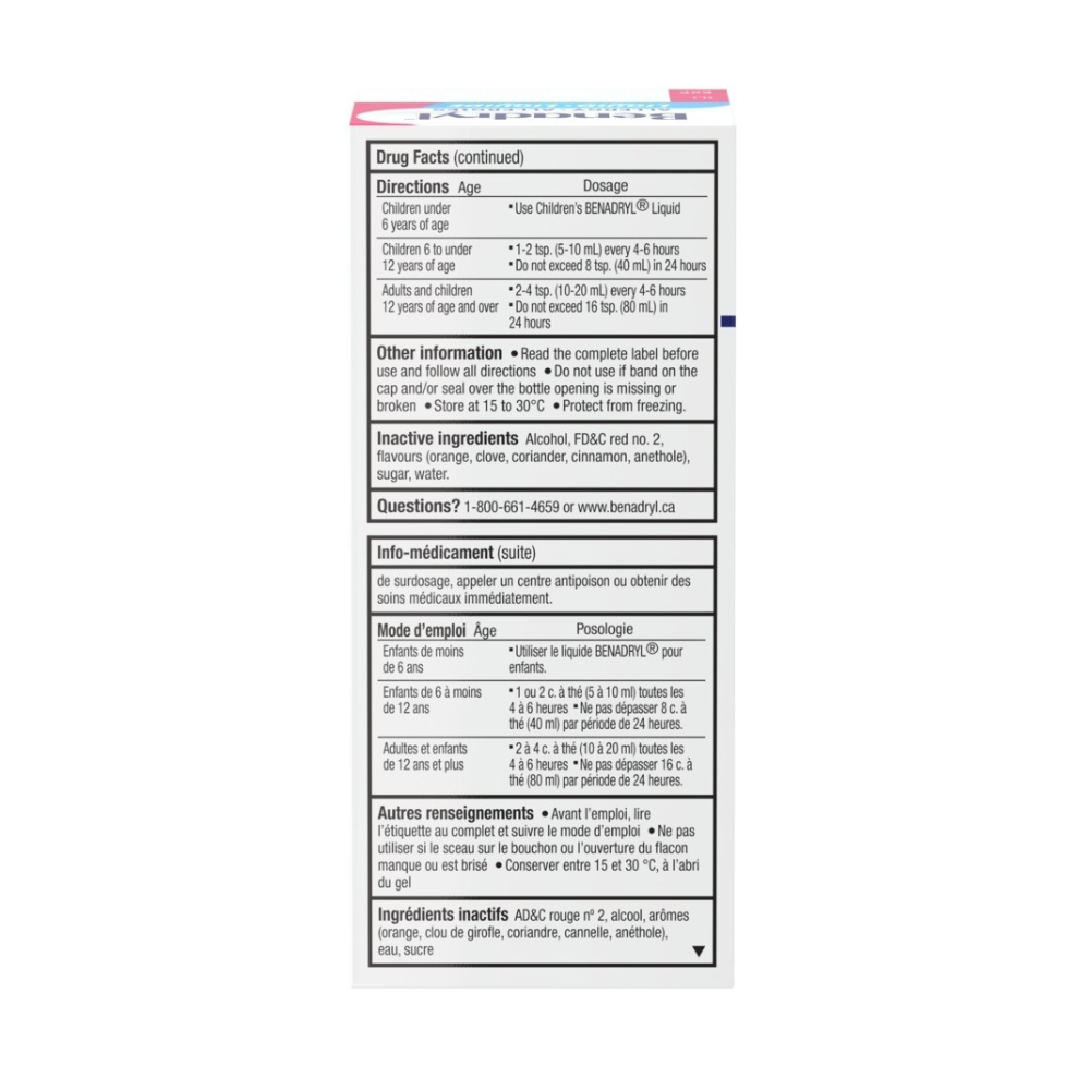 Benadryl Elixir 100ml Fast Allergy Relief for Kids