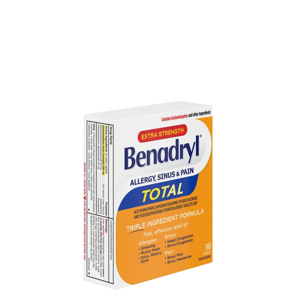 Benadryl Total Allergy, Sinus and Pain Caplets - 30's