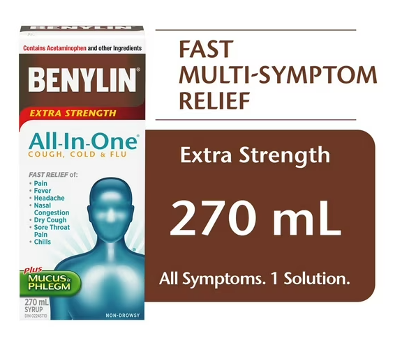 Benylin Extra Strength All-In-One Cough, Cold & Flu - 270ml