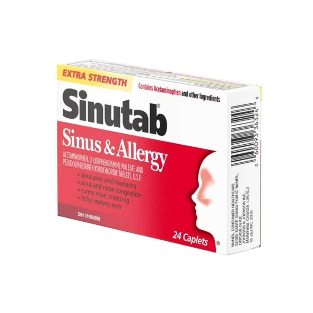 Buy Sinutab Extra Strength 24 Caplets Sinus & Allergy Relief You Can Trust
