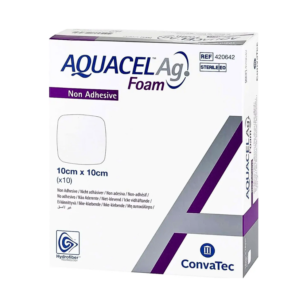 Bx/10 Aquacel Ag Foam Adhesive Dressing 17.5cm X 17.5cm