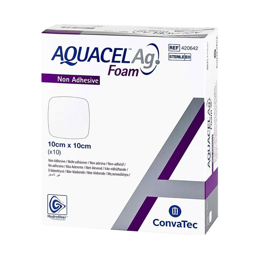 Bx/10 Aquacel Ag Foam Adhesive Dressing 17.5cm X 17.5cm