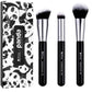 DUcare Makeup Kabuki Brushes 3Pcs Foundation Contour Brush Concealer Brush Blusher Brush Face Blush Bronzer Travel Buffing Stippling