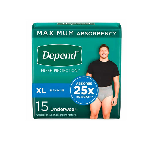 Depend Fresh Protection Adult Incontinence Underwear for Men - Grey - Maximum - Extra-Large - 15 Count