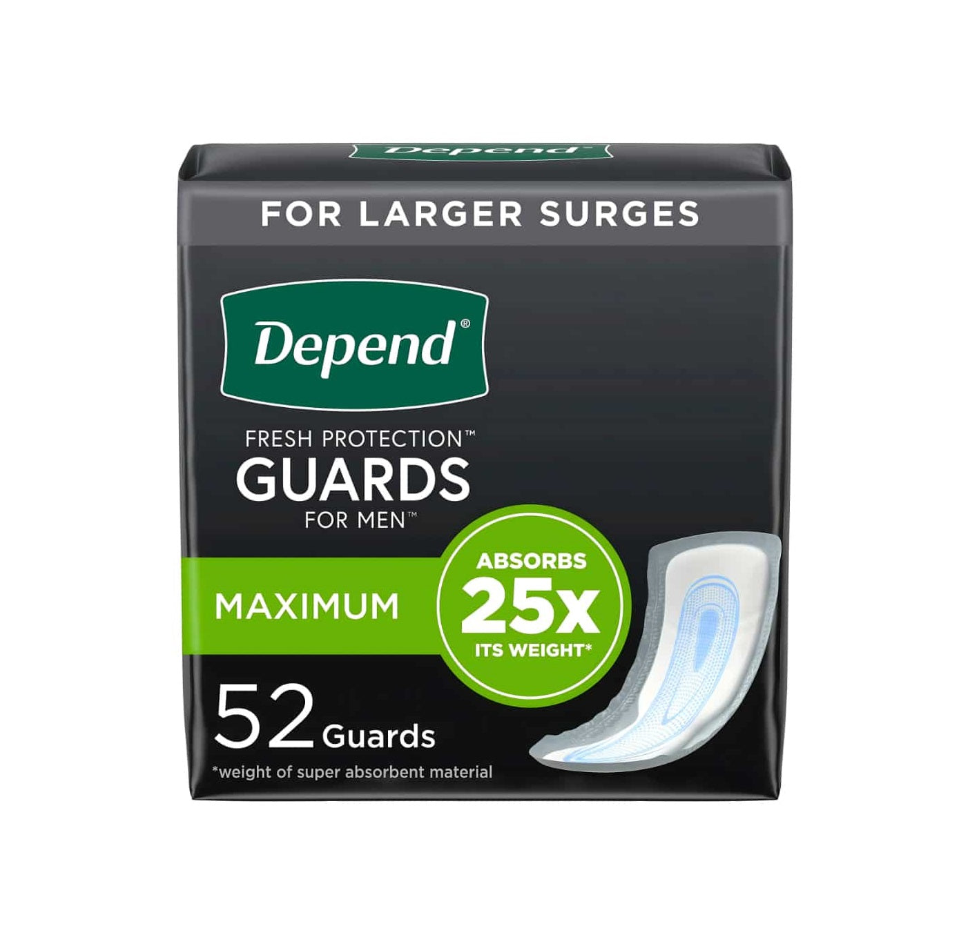 Depend Fresh Protection Incontinence Pads for Men - Maximum - 52's