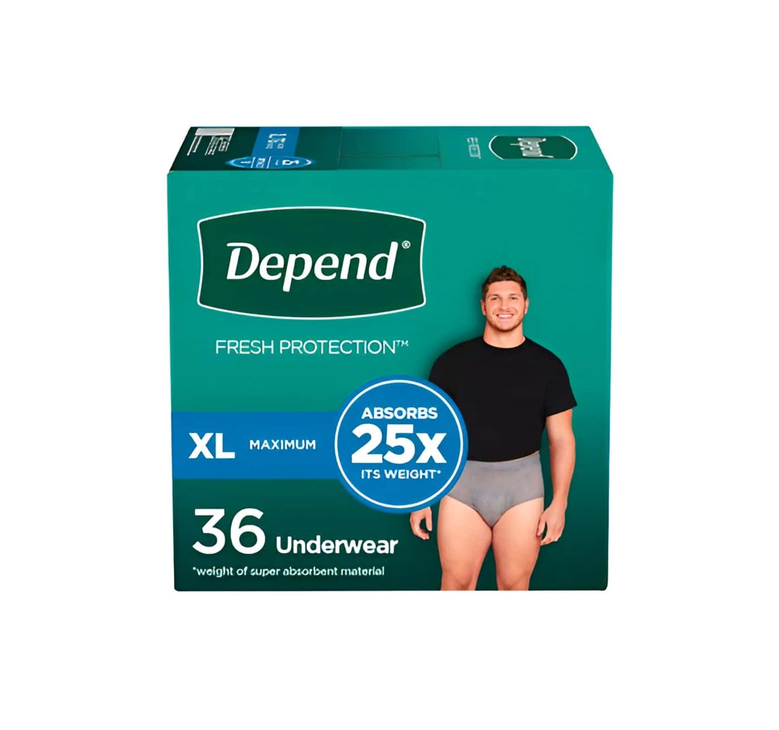Depend Fresh Protection Incontinence Underwear for Men - Maximum - Extra Large - Gray - 36's