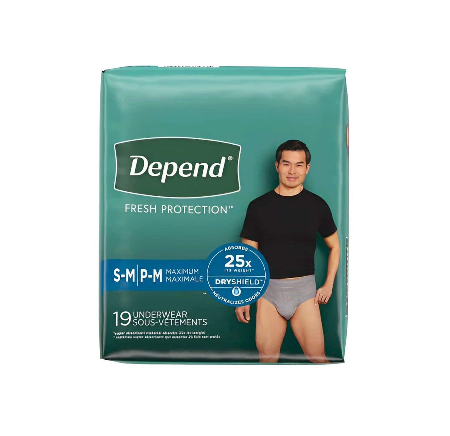 Depend Fresh Protection Incontinence Underwear for Men - Maximum Absorbency - Small/Medium - 19's
