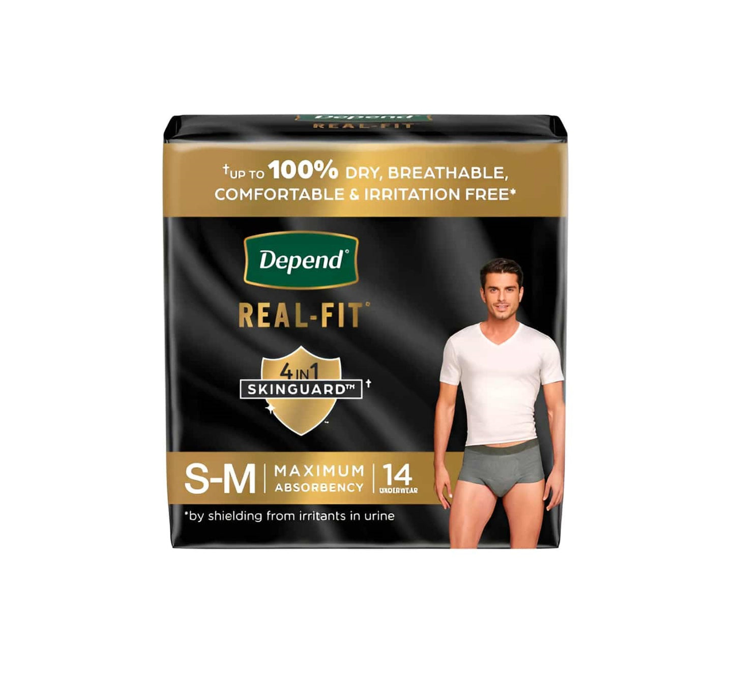 Depend Real Fit Incontinence Pants for Men - Maximum - Small/Medium - Grey/Black - 14's
