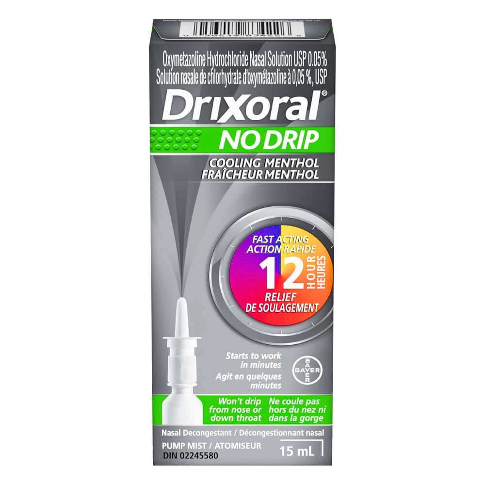 Drixoral No Drip Cool Menthol Spray Cooling Sensation with 12 Hour Relief 15ml