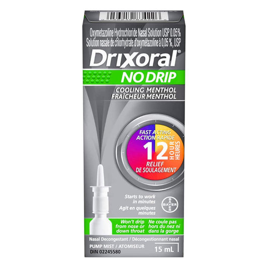 Drixoral No Drip Cool Menthol Spray Cooling Sensation with 12 Hour Relief 15ml