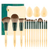 Ducare Makeup Brushes14Pcs with 3Pcs Makeup Spong & Cosmetic Bag Lime Mojito Series Professional Kabuki Foundation Blending Brush Face Powder Blush