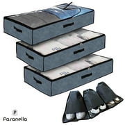 FASANELLA - 3 Pack large under bed storage bags with reinforced handles and three shoe storage bags