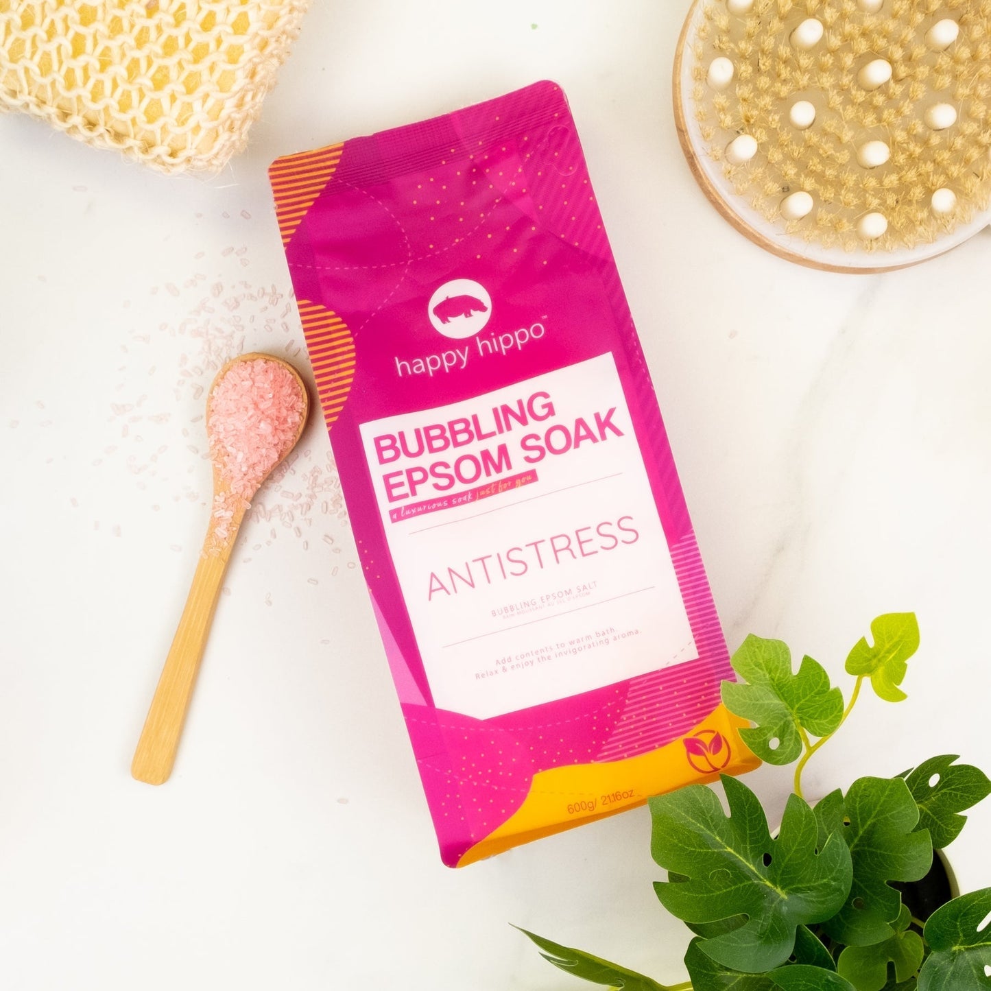 HAPPY HIPPO BUBBLING EPSOM SOAK 600GHAPPY HIPPO BUBBLING EPSOM SOAK 600G