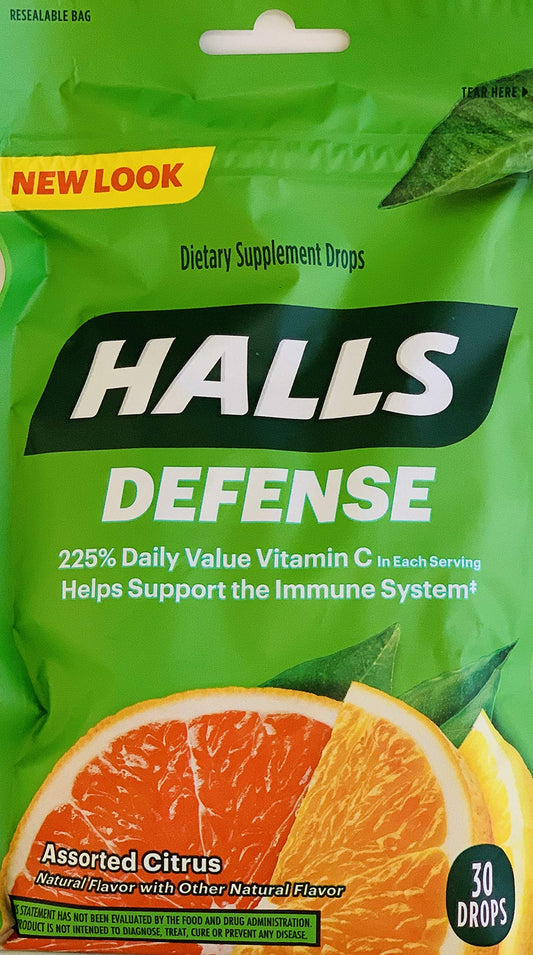 Halls Vitamin C Supplement Drops - Assorted Citrus - 30s