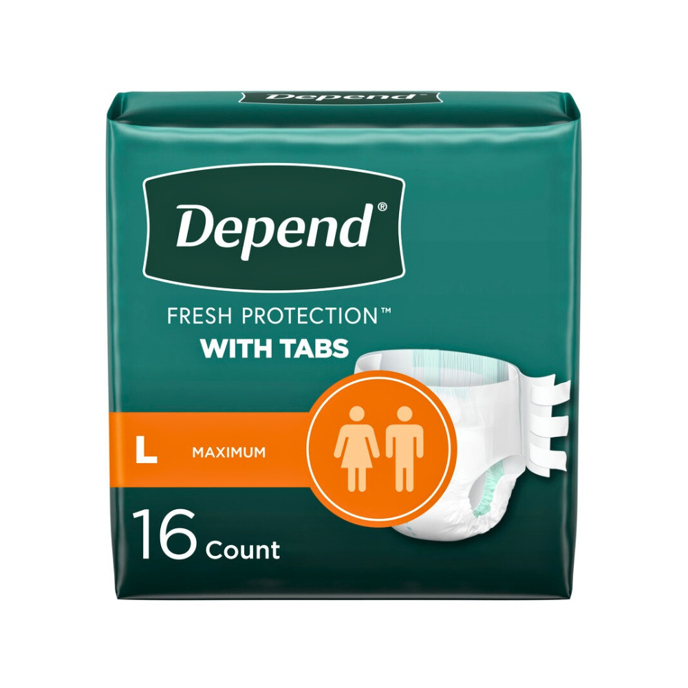 Incontinence Protection with Tabs, Maximum Absorbency, L