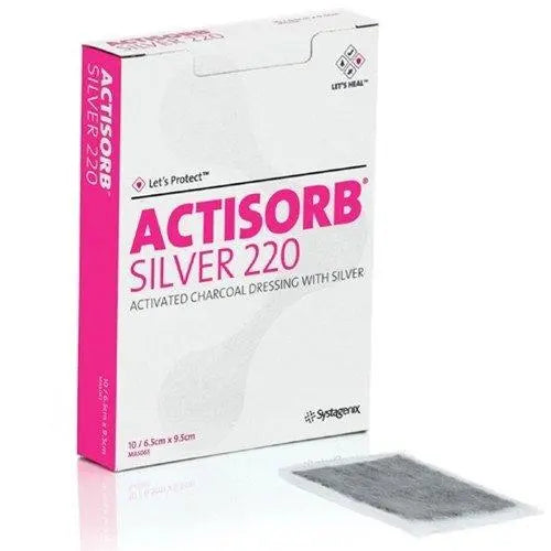 Bx/10 Actisorb Silver 220 Activated Charcoal Dressing With Silver 6.5Cm X 9.5Cm