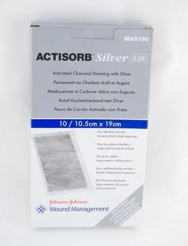 Bx/10 Actisorb Silver 220 Activated Charcoal Dressing With Silver 19Cm X 10.5Cm