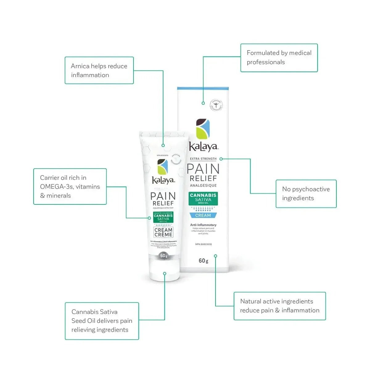KALAYA EXTRA STRENGTH PAIN RELIEF CREAM WITH CANNABIS SEED OIL 60GKALAYA EXTRA STRENGTH PAIN RELIEF CREAM WITH CANNABIS SEED OIL 60G