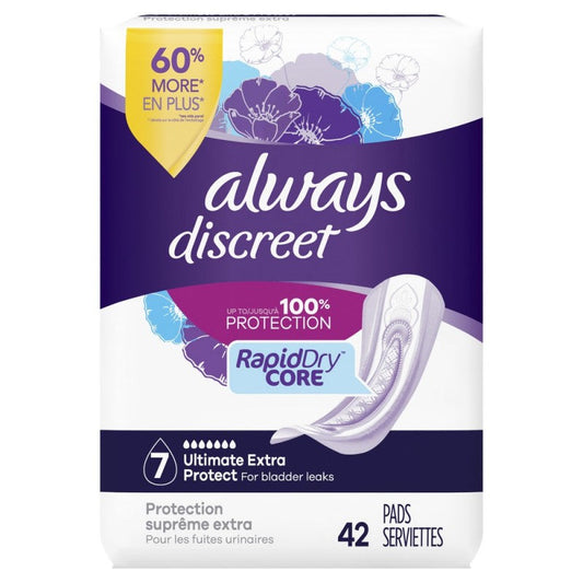 Always Discreet Up To 100% Protection Incontinence Pads - Ultimate Extra - 42's