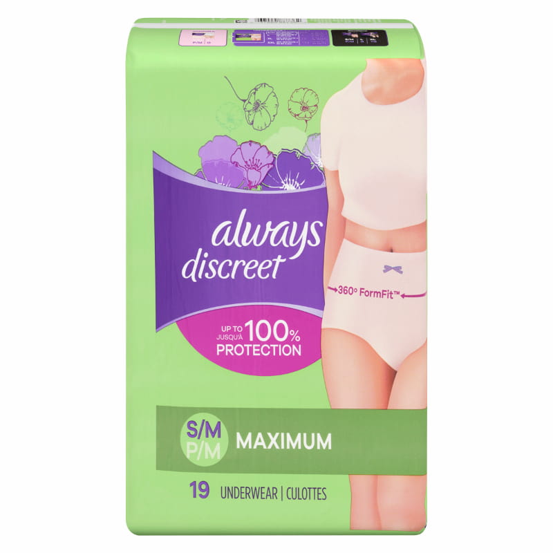 Always Discreet Maximum Protection Incontinence Underwear - Small/Medium - 19's