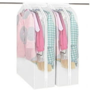 Large PEVA Clothing Dustproof Cover Hanging Storage Bag with Magic Tape and Zipper