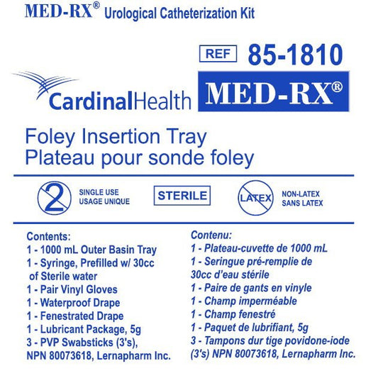 MED-RX Foley Catheter Tray - Latex free - Box 100 pcs