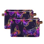 Magic Butterfly Storage Basket Large Foldable Storage Bin Laundry Baskets Toys Box Book Foldable Organizer Bag 14.2x10.2x8.3 Inches 2 PCs