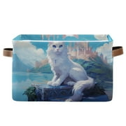 Magic Cat on Landscape Storage Basket Large Bin Laundry Boxes Toys Foldable Home Organizer Bag 14.2x10.2x8.3 Inches 1 PC