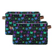 Magic Devil Cats Storage Basket Large Bin Laundry Boxes Toys Foldable Home Organizer Bag 14.2x10.2x8.3 Inches 2 PCs