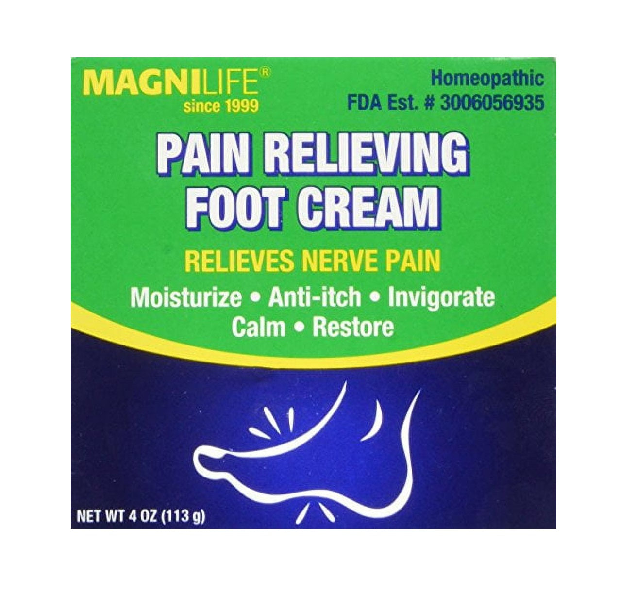 Magnilife Pain Relieving Foot Cream - Relieves Nerve Pains 4 oz. By Jubujub