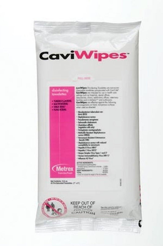 Metrex 13-1224 CaviWipes Sterilization Disposable Wipes 7" x 9" 45/Pk