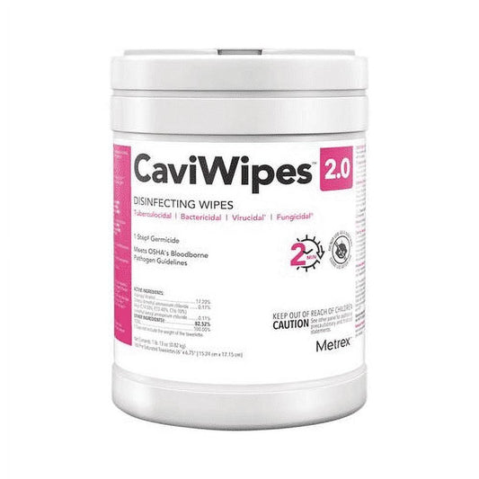Metrex 14-1100 CaviWipes 2.0 Disfinectant Virucidal Wipes 6" X 6.75" 160/Can