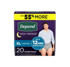 Night Defense Adult Incontinence Underwear for Men, Disposable, Overnight, Extra-Large, Grey