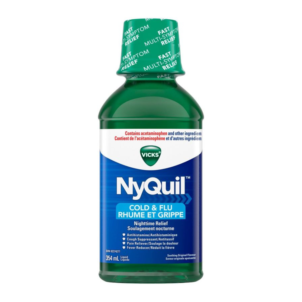 NyQuil Cold & Flu Nighttime Relief Liquid, Original, 354 ml