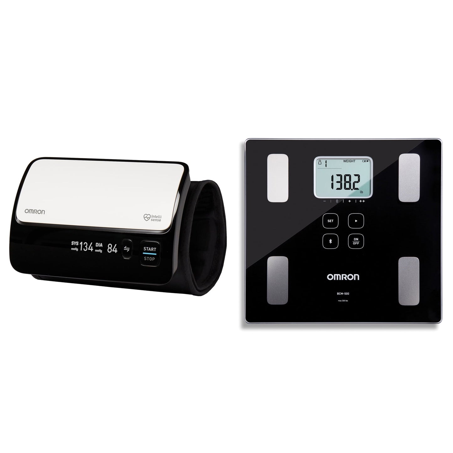 OMRON BP7000 Evolv Wireless Upper Arm Blood Pressure Monitor &amp; BCM-500 Body Composition Monitor and Scale with Bluetooth Connectivity