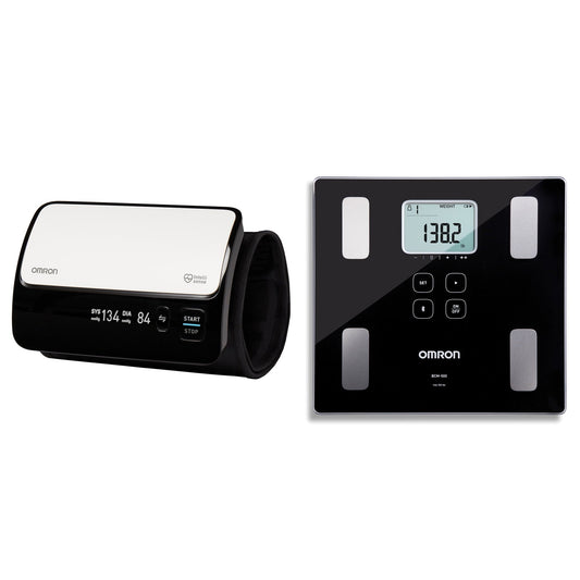 OMRON BP7000 Evolv Wireless Upper Arm Blood Pressure Monitor &amp; BCM-500 Body Composition Monitor and Scale with Bluetooth Connectivity