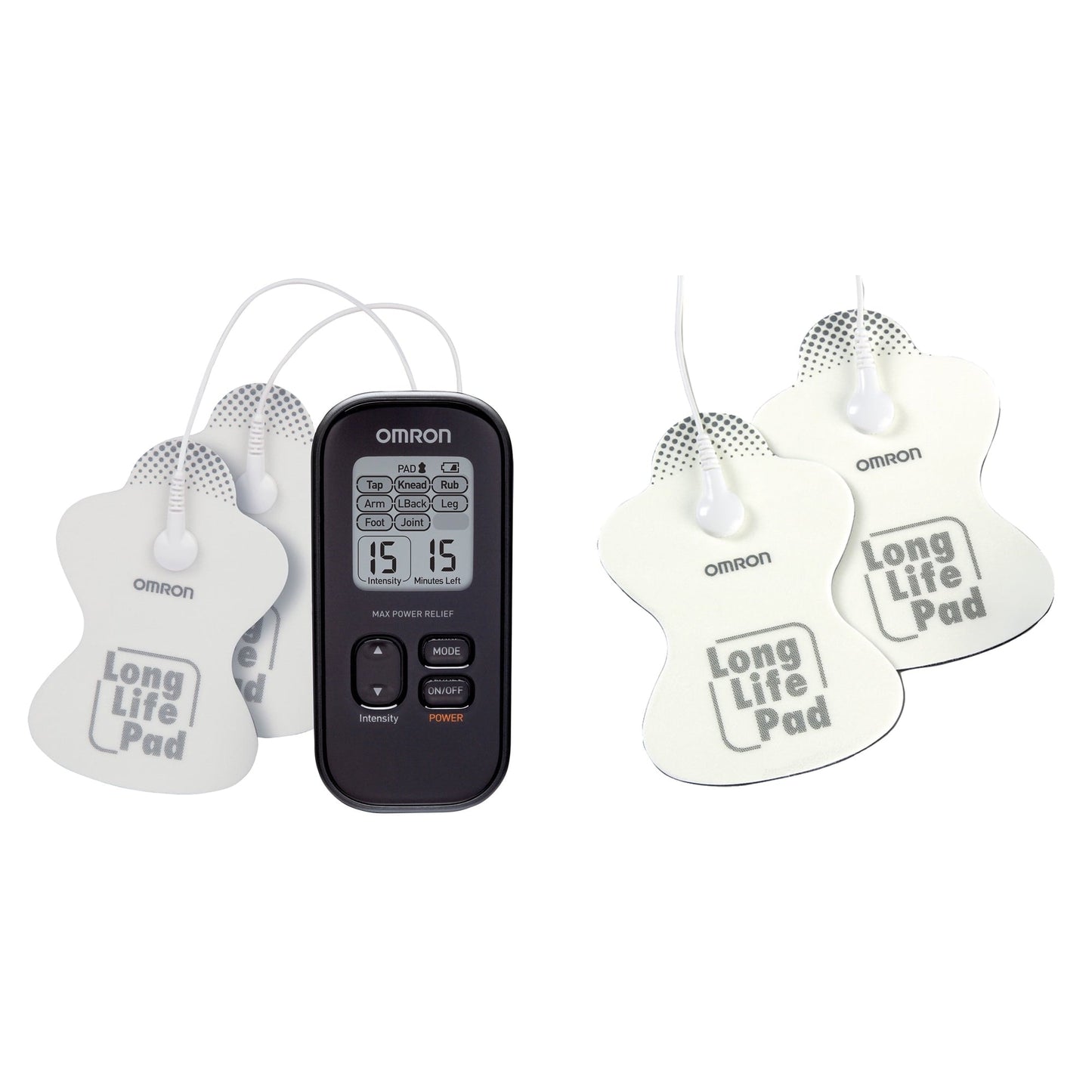 Omron PM500 Max Power Relief TENS Device & PMLLPAD ElectroTHERAPY Long Life Pads