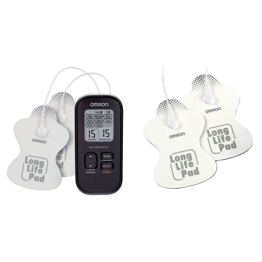 Omron PM500 Max Power Relief TENS Device & PMLLPAD ElectroTHERAPY Long Life Pads