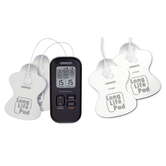 Omron PM500 Max Power Relief TENS Device &amp; PMLLPAD-L ElectroTHERAPY TENS Long-Life Pads