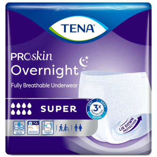 TENA® Overnight Super Protective Underwear, XL (fits waist sizes 140-168cm) (Pkg 12 pcs)