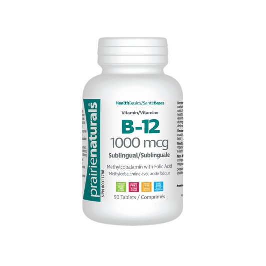 Prairie Naturals: Sublingual Vitamin B12 With Folic Acid – 1000mcg