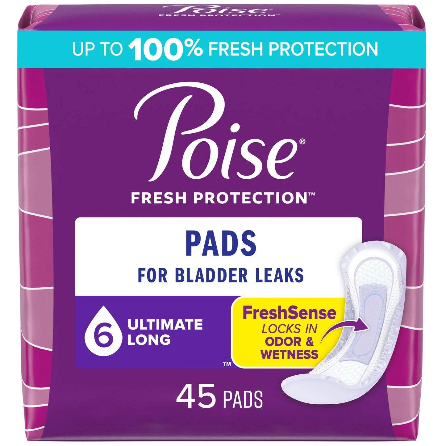 Poise Incontinence Pads - Ultimate Absorbency - Long - 45 Count