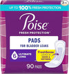 Poise Incontinence & Postpartum Long Length Pads - Ultimate Absorbency - 90 Count