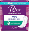 Poise Incontinence & Postpartum Regular Length Pads - Light Absorbency - 30 Count