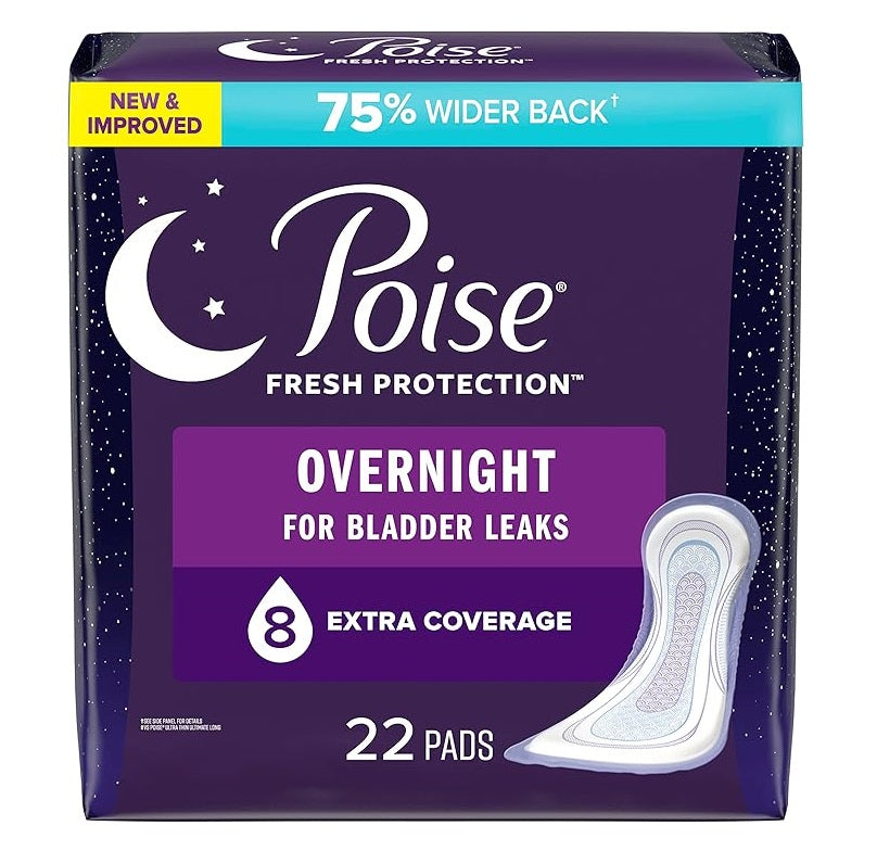 Poise Overnight Incontinence Pads - Extra Coverage - 22's